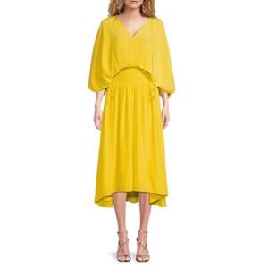$575 Ramy Brook Harmonie Pleated Midi Dress Sunkiss Sz Small